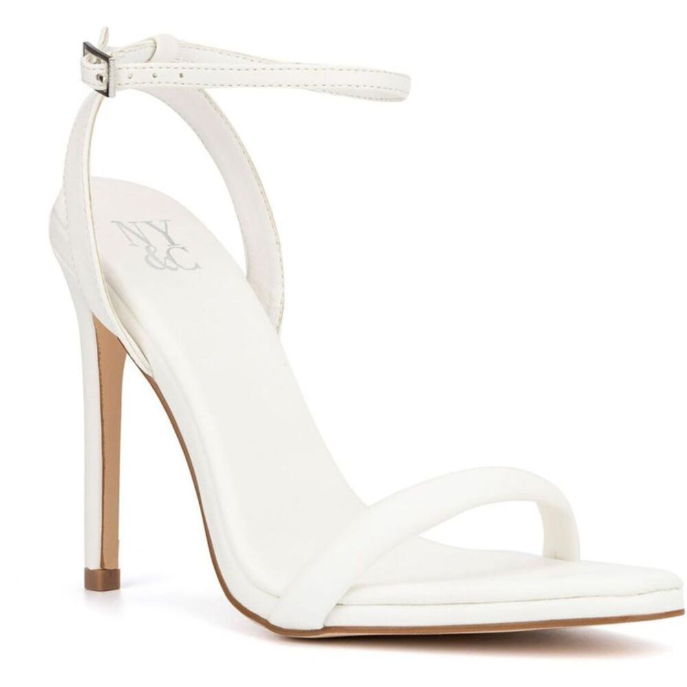 New York & Company Womens Alania White Faux Leather Stilettos Pumps Shoes.